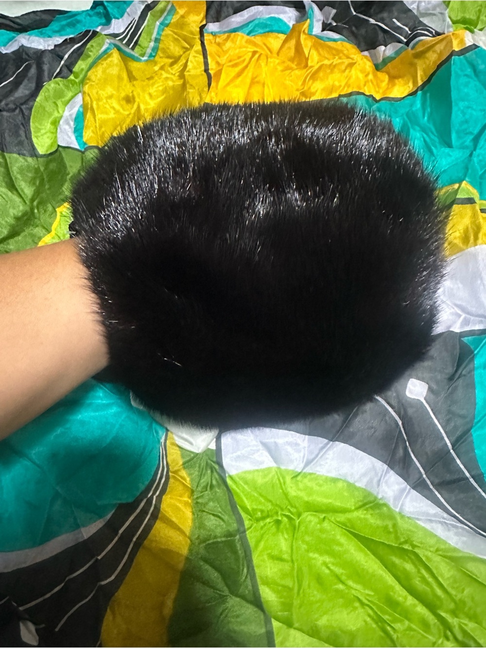 Black Mink Fur Hand Muff - Women's Winter Accessory
